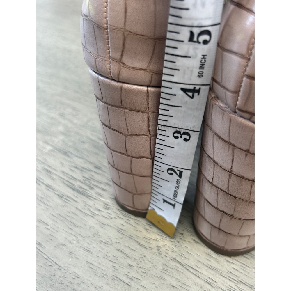 Scoop Nude Pink Croc Embossed Knee High Block Heel Boots WMSP40AM012 Womens 9 - Picture 6 of 13